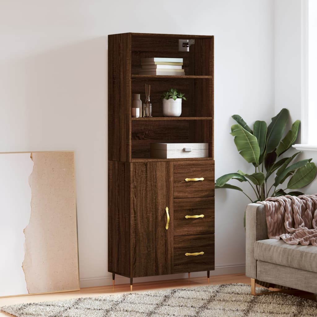 vidaXL Highboard Brown Oak 69.5x34x180 cm Engineered Wood