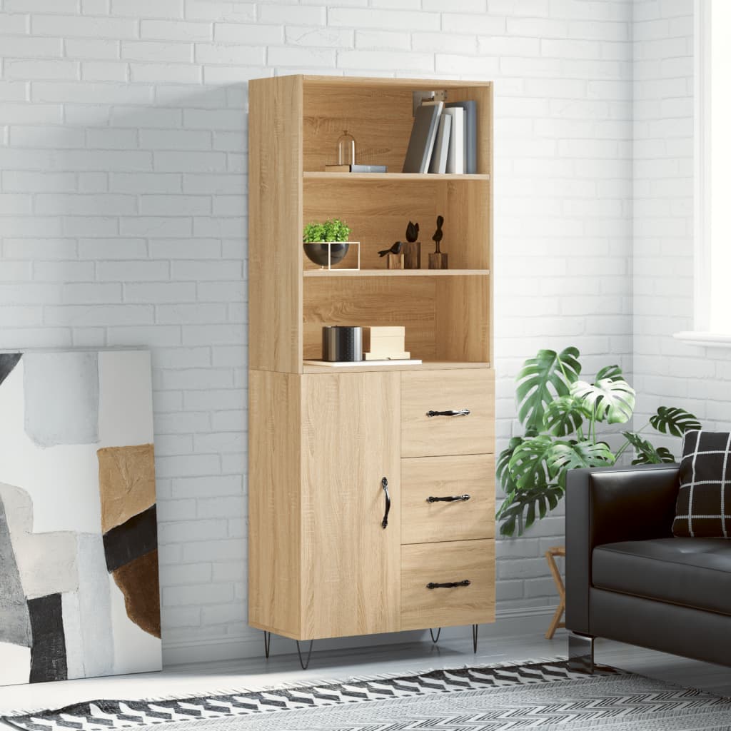 vidaXL Highboard Sonoma Oak 69.5x34x180 cm Engineered Wood