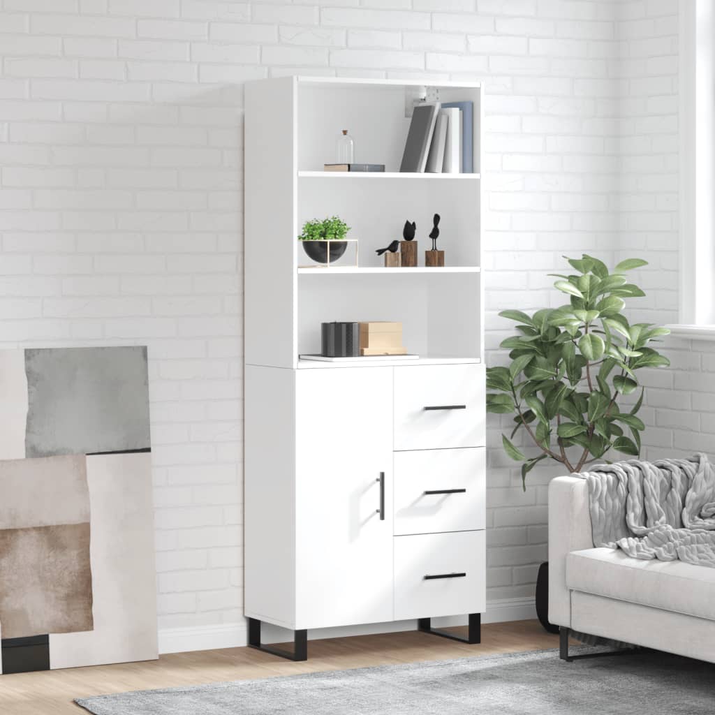 vidaXL Highboard High Gloss White 69.5x34x180 cm Engineered Wood