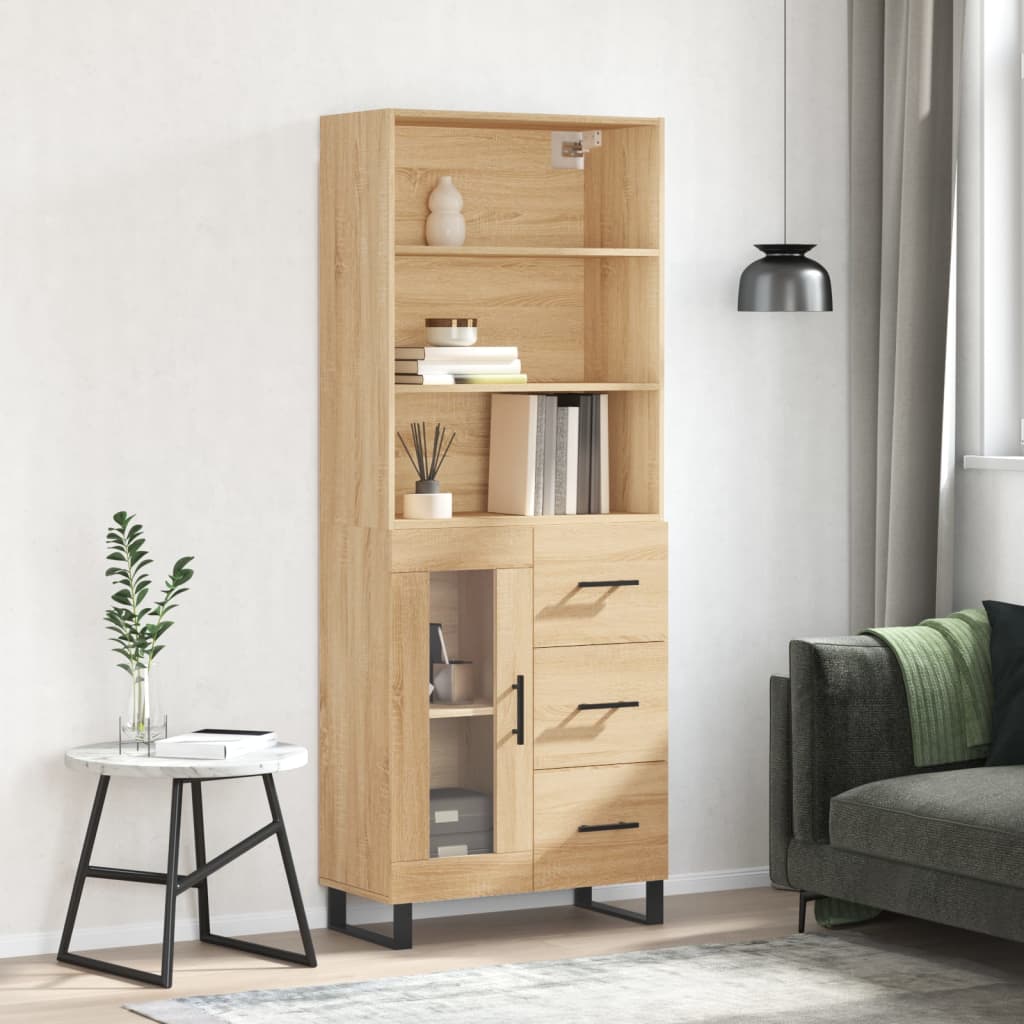 vidaXL Highboard Sonoma Oak 69.5x34x180 cm Engineered Wood