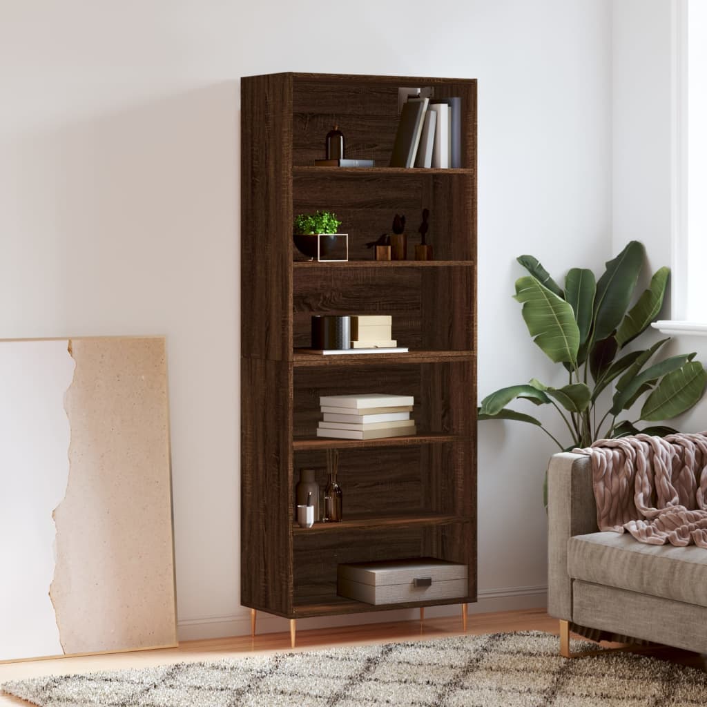 vidaXL Highboard Brown Oak 69.5x32.5x180 cm Engineered Wood