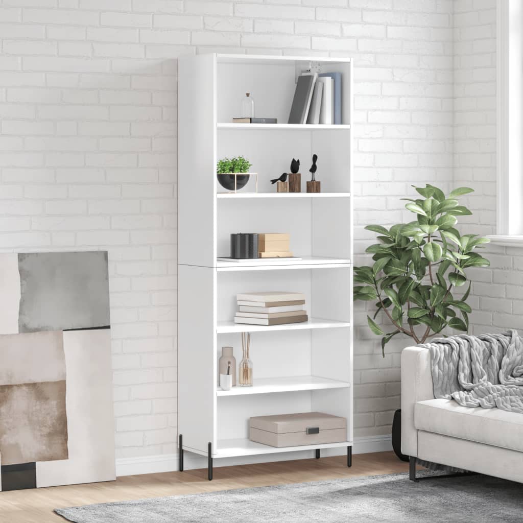vidaXL Highboard High Gloss White 69.5x32.5x180 cm Engineered Wood