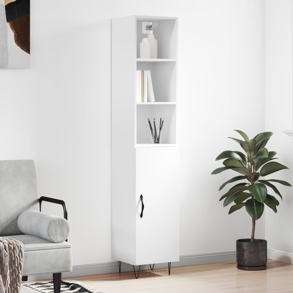 vidaXL Highboard White 34.5x34x180 cm Engineered Wood