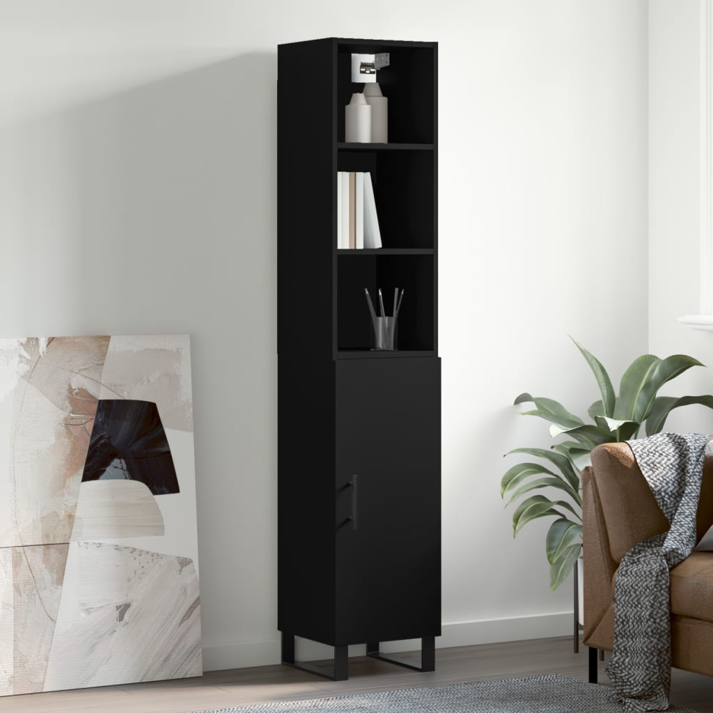 vidaXL Highboard Black 34.5x34x180 cm Engineered Wood