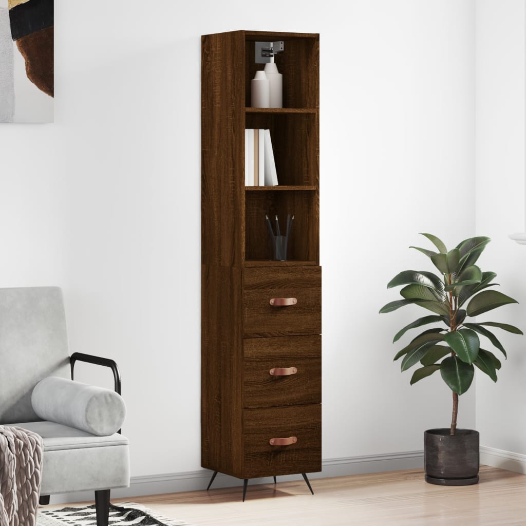 vidaXL Highboard Brown Oak 34.5x34x180 cm Engineered Wood