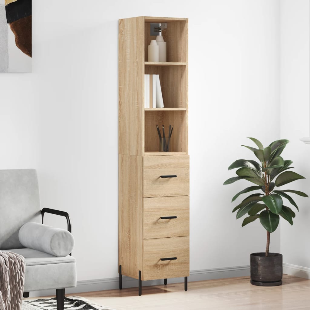 vidaXL Highboard Sonoma Oak 34.5x34x180 cm Engineered Wood