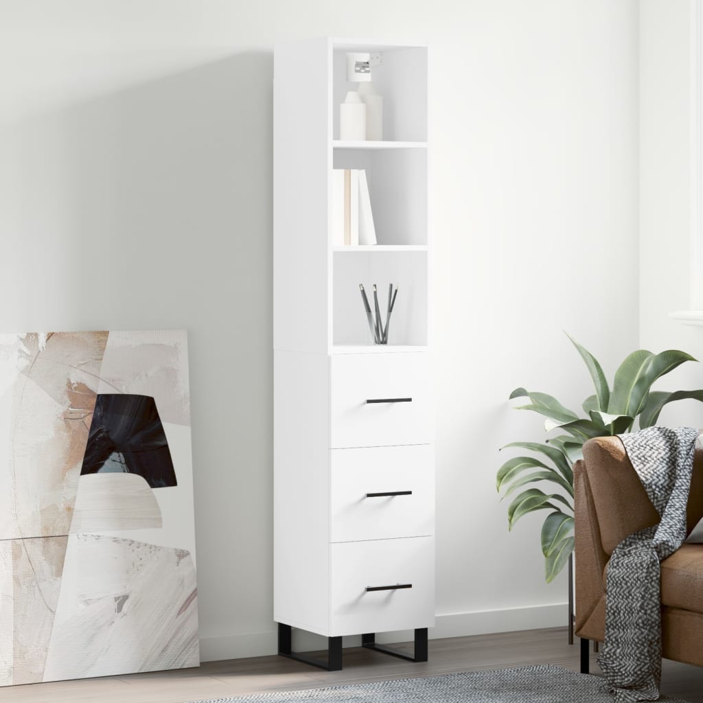vidaXL Highboard White 34.5x34x180 cm Engineered Wood