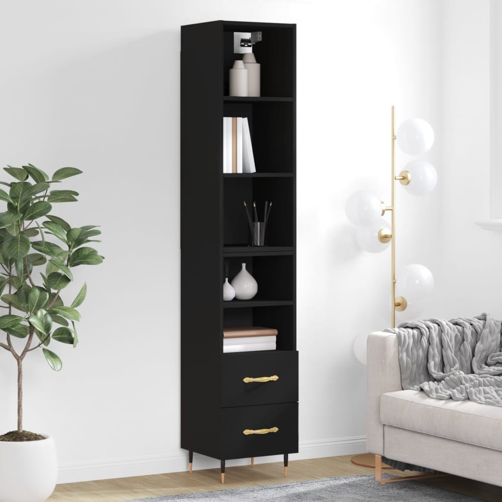 vidaXL Highboard Black 34.5x34x180 cm Engineered Wood