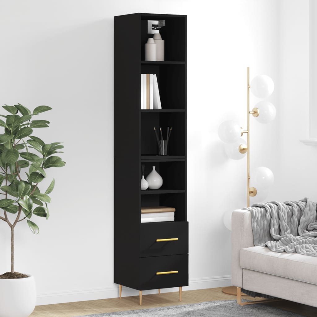 vidaXL Highboard Black 34.5x34x180 cm Engineered Wood