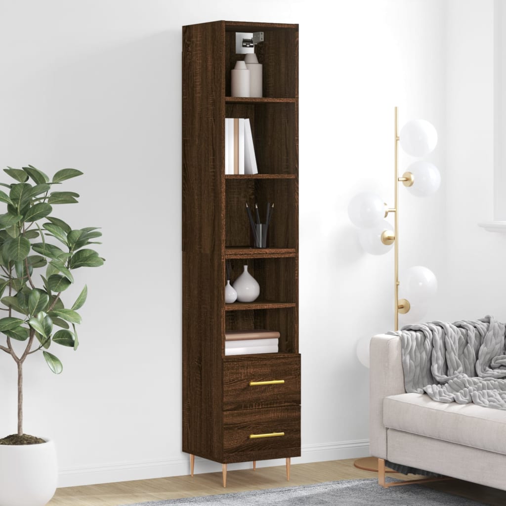 vidaXL Highboard Brown Oak 34.5x34x180 cm Engineered Wood