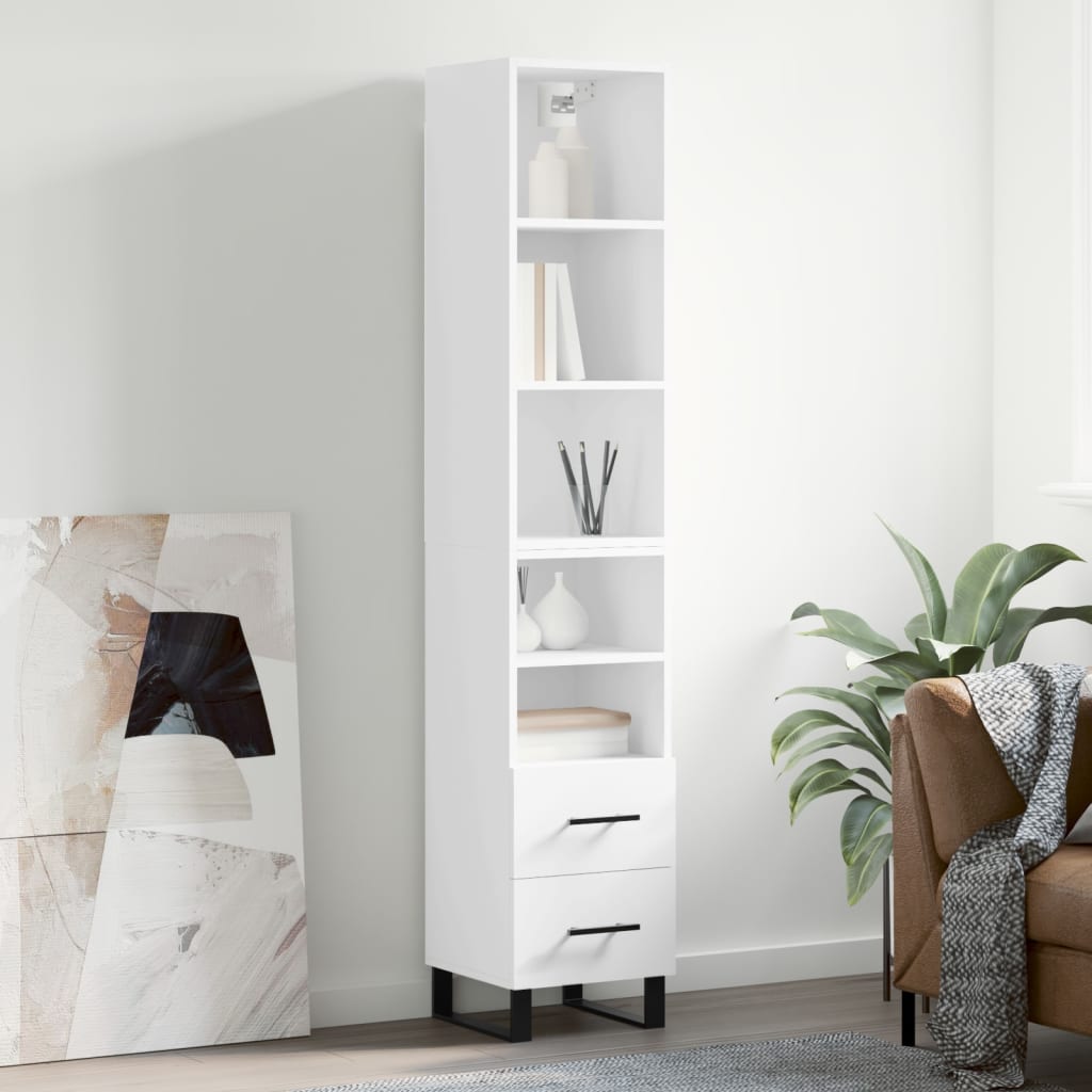 vidaXL Highboard White 34.5x34x180 cm Engineered Wood