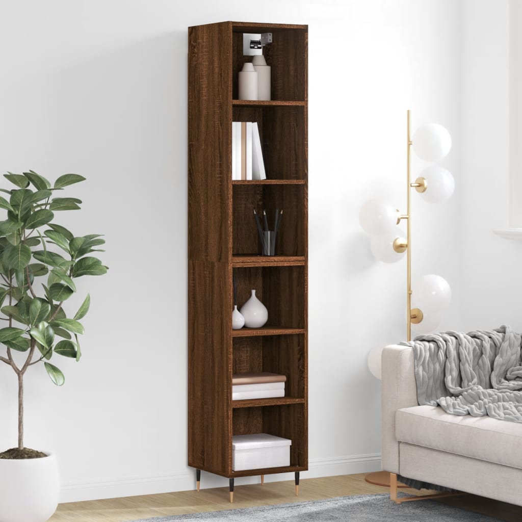 vidaXL Highboard Brown Oak 34.5x32.5x180 cm Engineered Wood