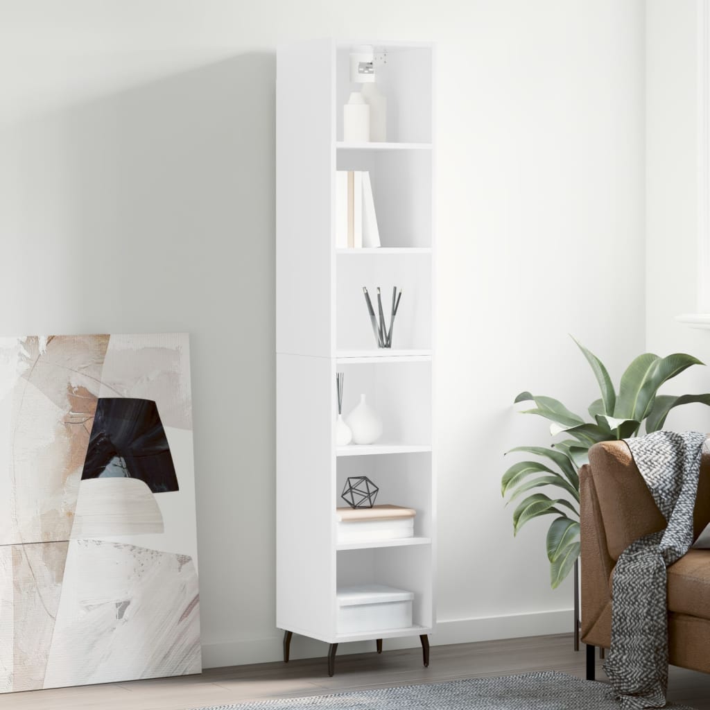 vidaXL Highboard High Gloss White 34.5x32.5x180 cm Engineered Wood