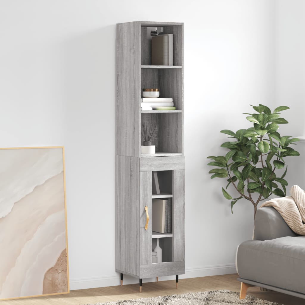 vidaXL Highboard Grey Sonoma 34.5x34x180 cm Engineered Wood