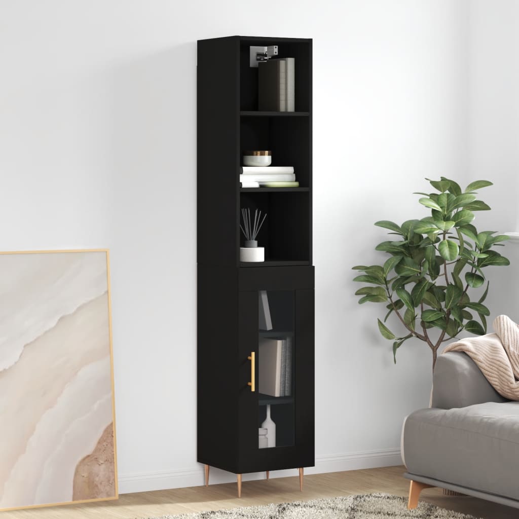 vidaXL Highboard Black 34.5x34x180 cm Engineered Wood
