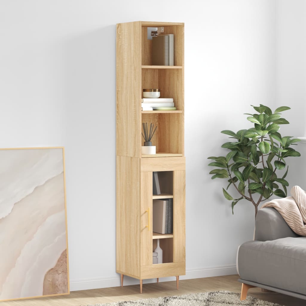 vidaXL Highboard Sonoma Oak 34.5x34x180 cm Engineered Wood