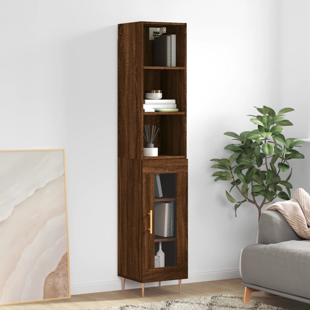 vidaXL Highboard Brown Oak 34.5x34x180 cm Engineered Wood