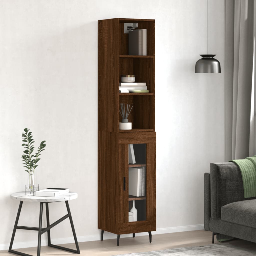 vidaXL Highboard Brown Oak 34.5x34x180 cm Engineered Wood