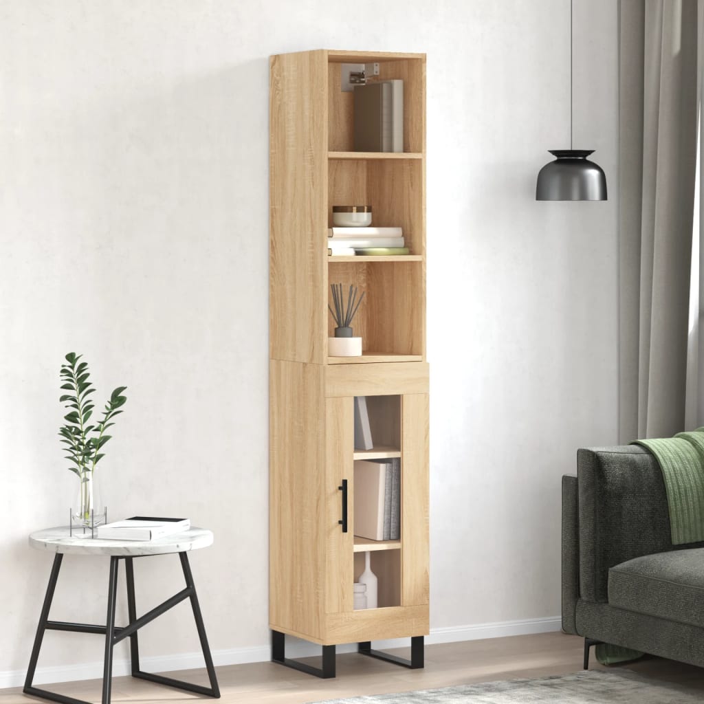 vidaXL Highboard Sonoma Oak 34.5x34x180 cm Engineered Wood