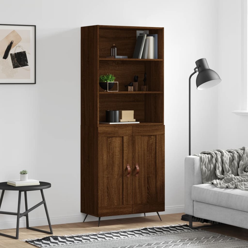 vidaXL Highboard Brown Oak 69.5x34x180 cm Engineered Wood