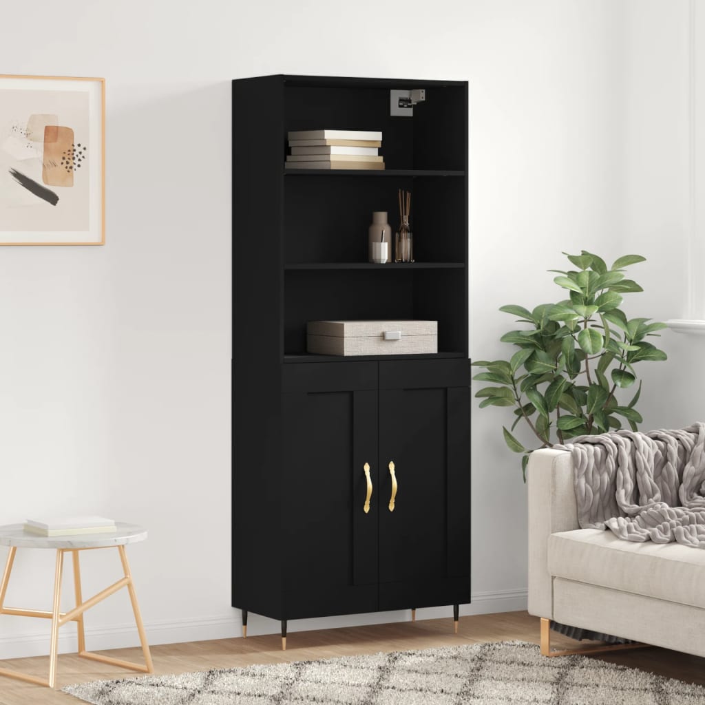 vidaXL Highboard Black 69.5x34x180 cm Engineered Wood