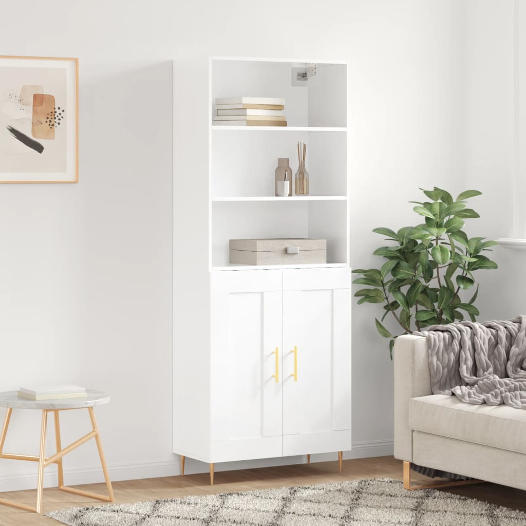 vidaXL Highboard High Gloss White 69.5x34x180 cm Engineered Wood