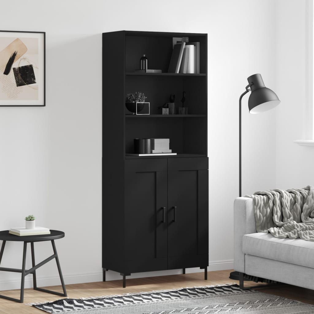 vidaXL Highboard Black 69.5x34x180 cm Engineered Wood