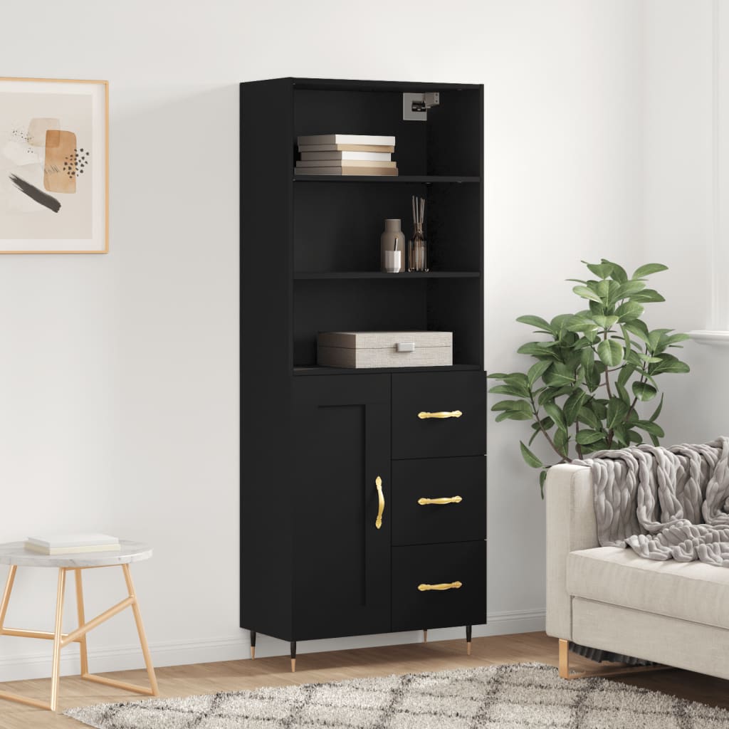 vidaXL Highboard Black 69.5x34x180 cm Engineered Wood