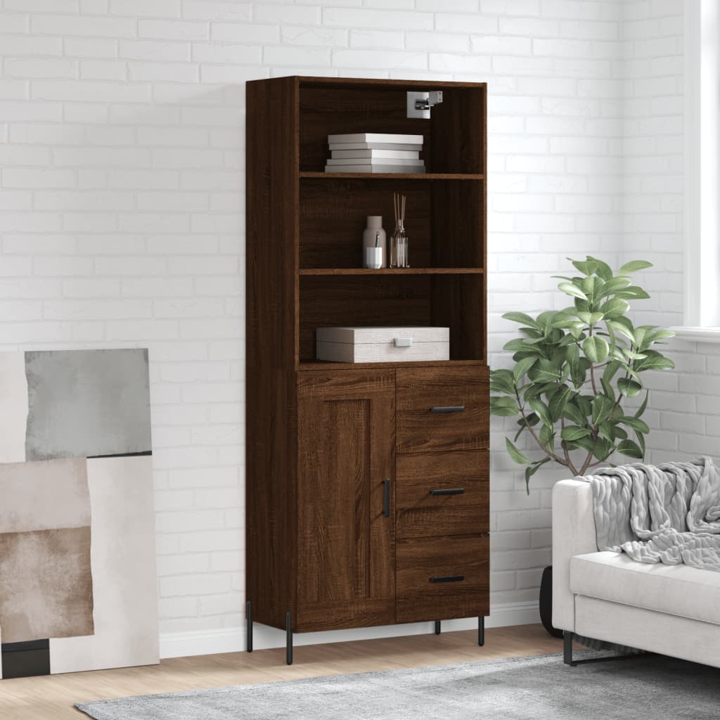 vidaXL Highboard Brown Oak 69.5x34x180 cm Engineered Wood