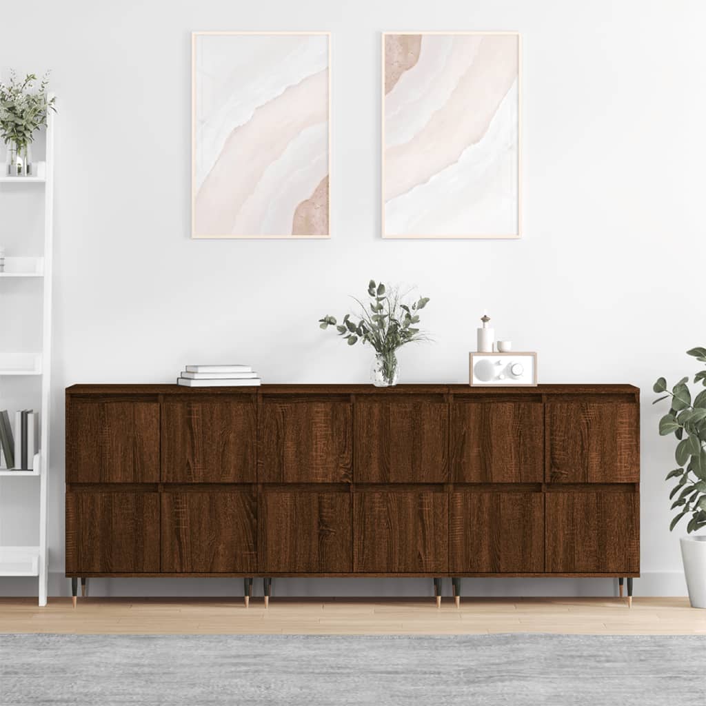 vidaXL Sideboards 3 pcs Brown Oak Engineered Wood