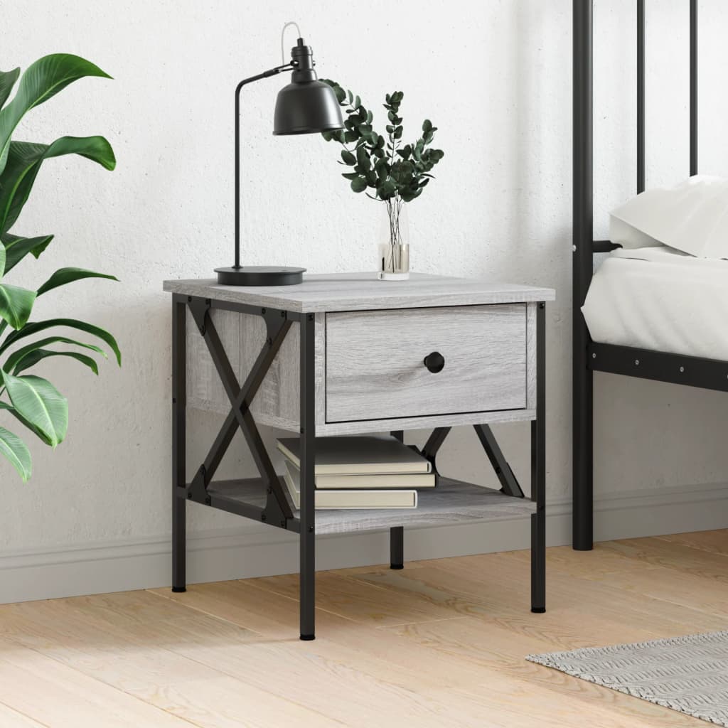 vidaXL Bedside Table Grey Sonoma 40x42x45 cm Engineered Wood