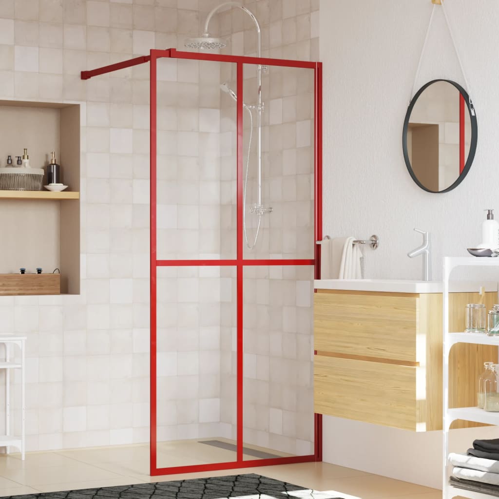 vidaXL Walk-in Shower Wall with Clear ESG Glass Red 90x195 cm