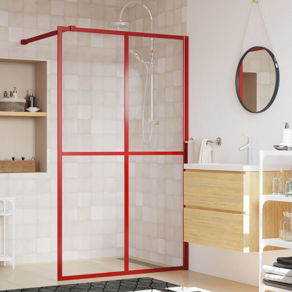 vidaXL Walk-in Shower Wall with Clear ESG Glass Red 140x195 cm