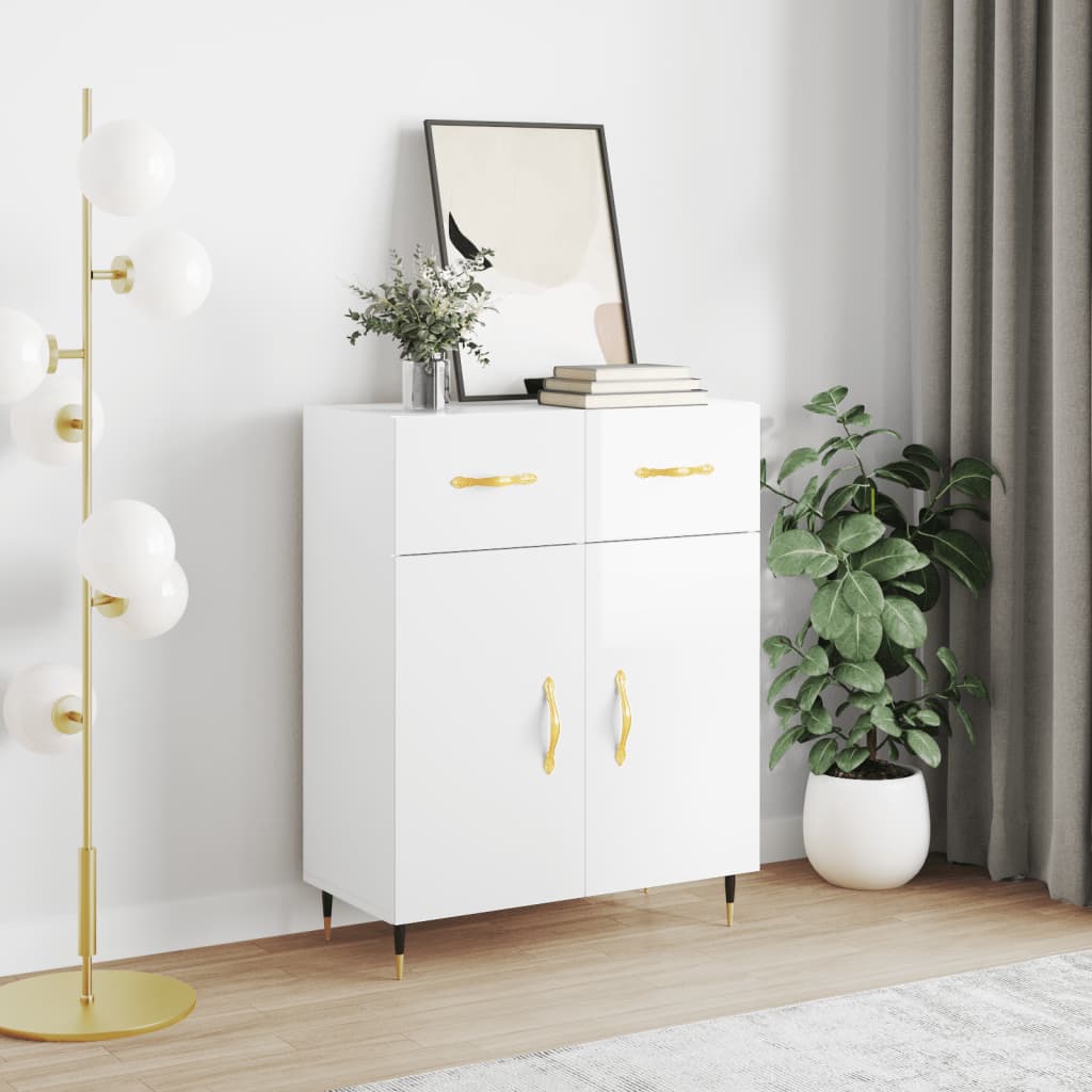 vidaXL Sideboard High Gloss White 69.5x34x90 cm Engineered Wood