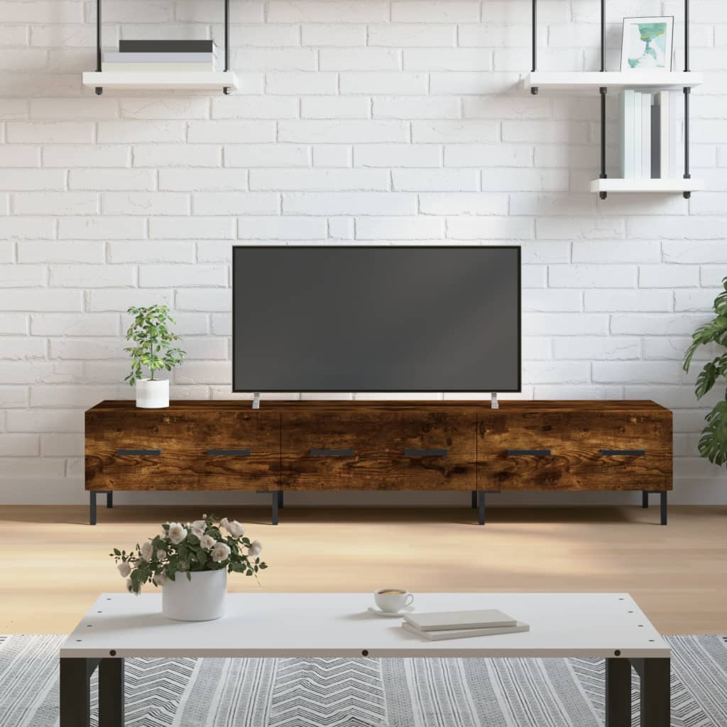 vidaXL TV Cabinet Smoked Oak 150x36x30 cm Engineered Wood