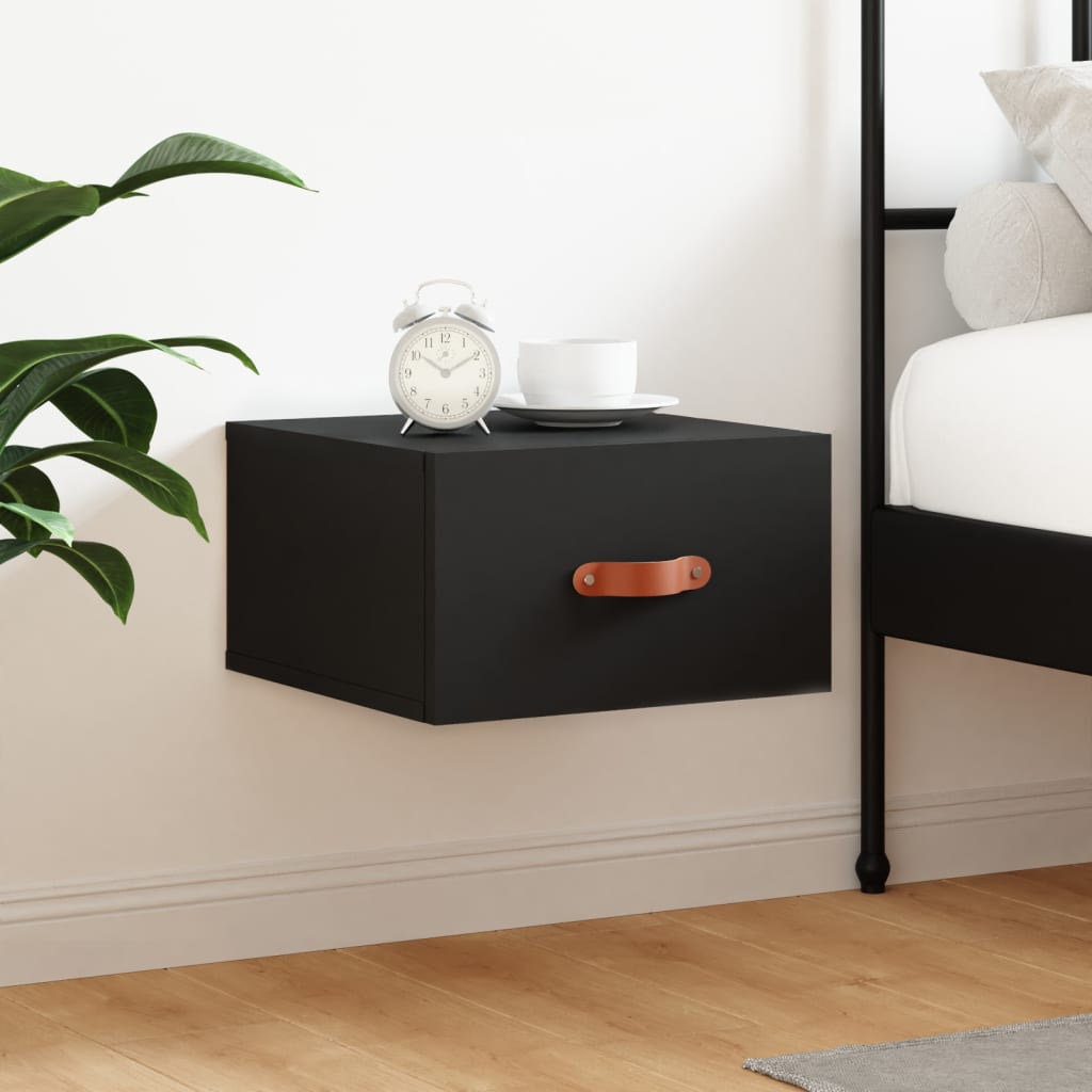 vidaXL Wall-mounted Bedside Cabinet Black 35x35x20 cm