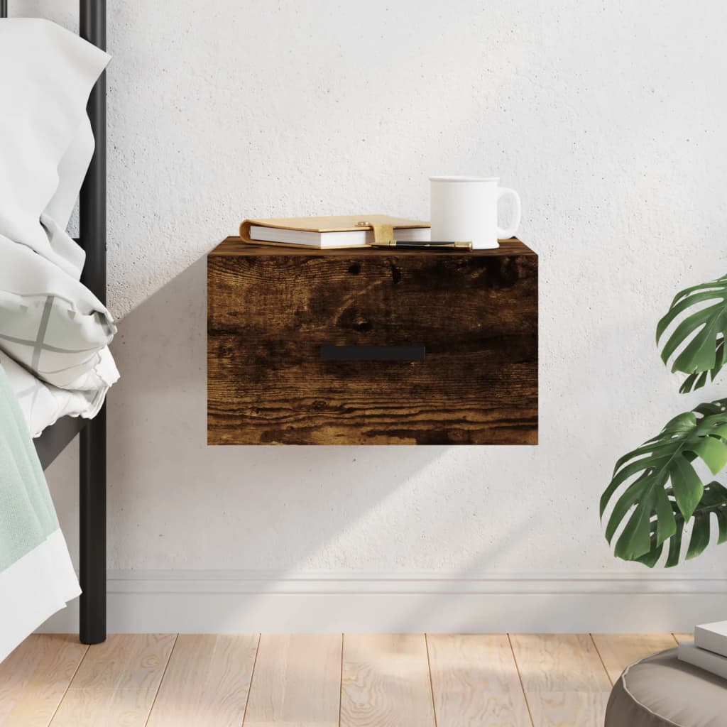 vidaXL Wall-mounted Bedside Cabinet Smoked Oak 35x35x20 cm
