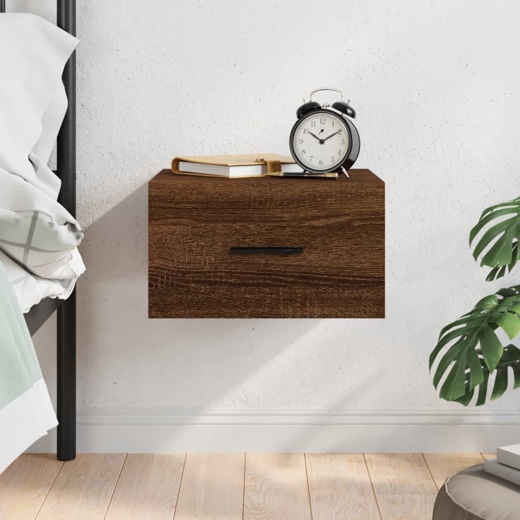 vidaXL Wall-mounted Bedside Cabinet Brown Oak 35x35x20 cm