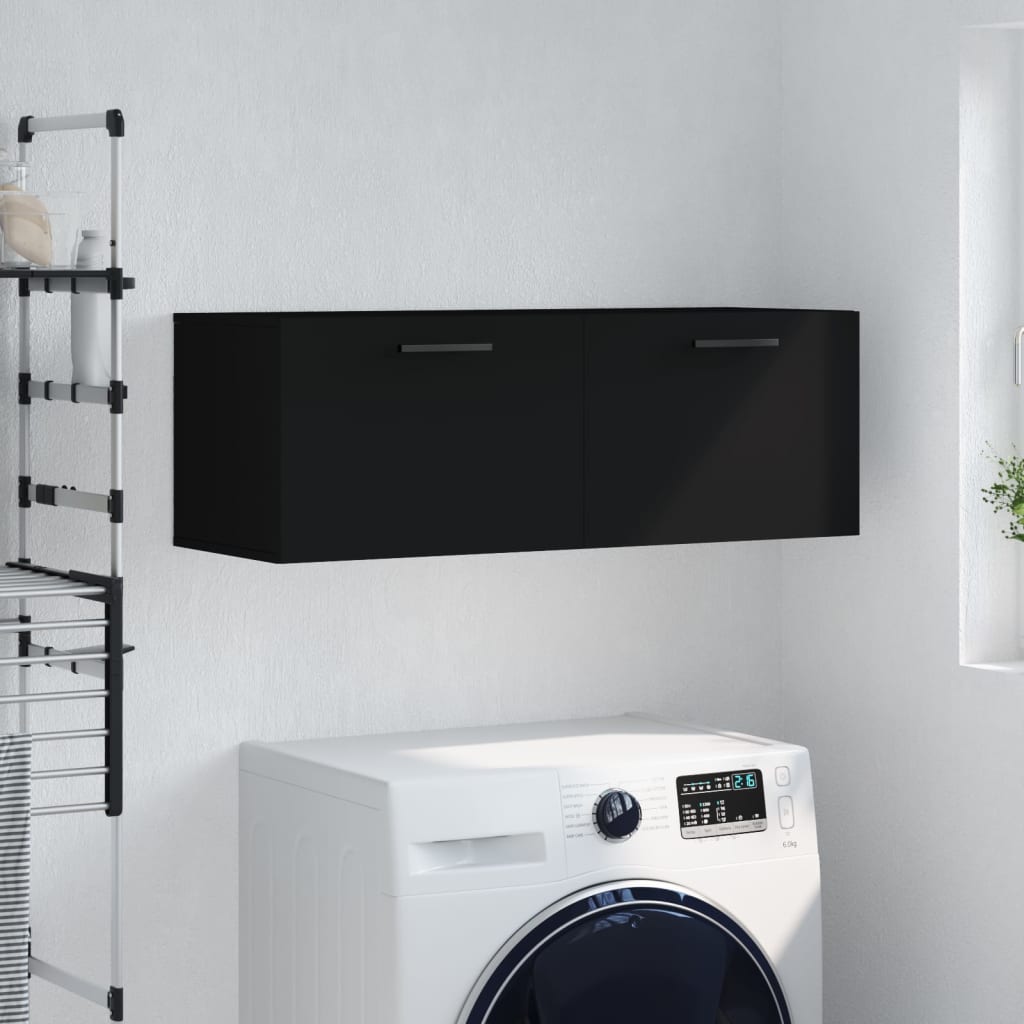 vidaXL Wall Cabinet Black 100x36.5x35 cm Engineered Wood