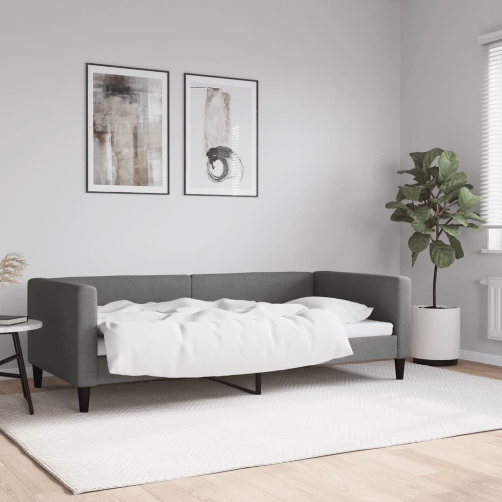 vidaXL Day Bed Dark Grey 90x190 cm Fabric