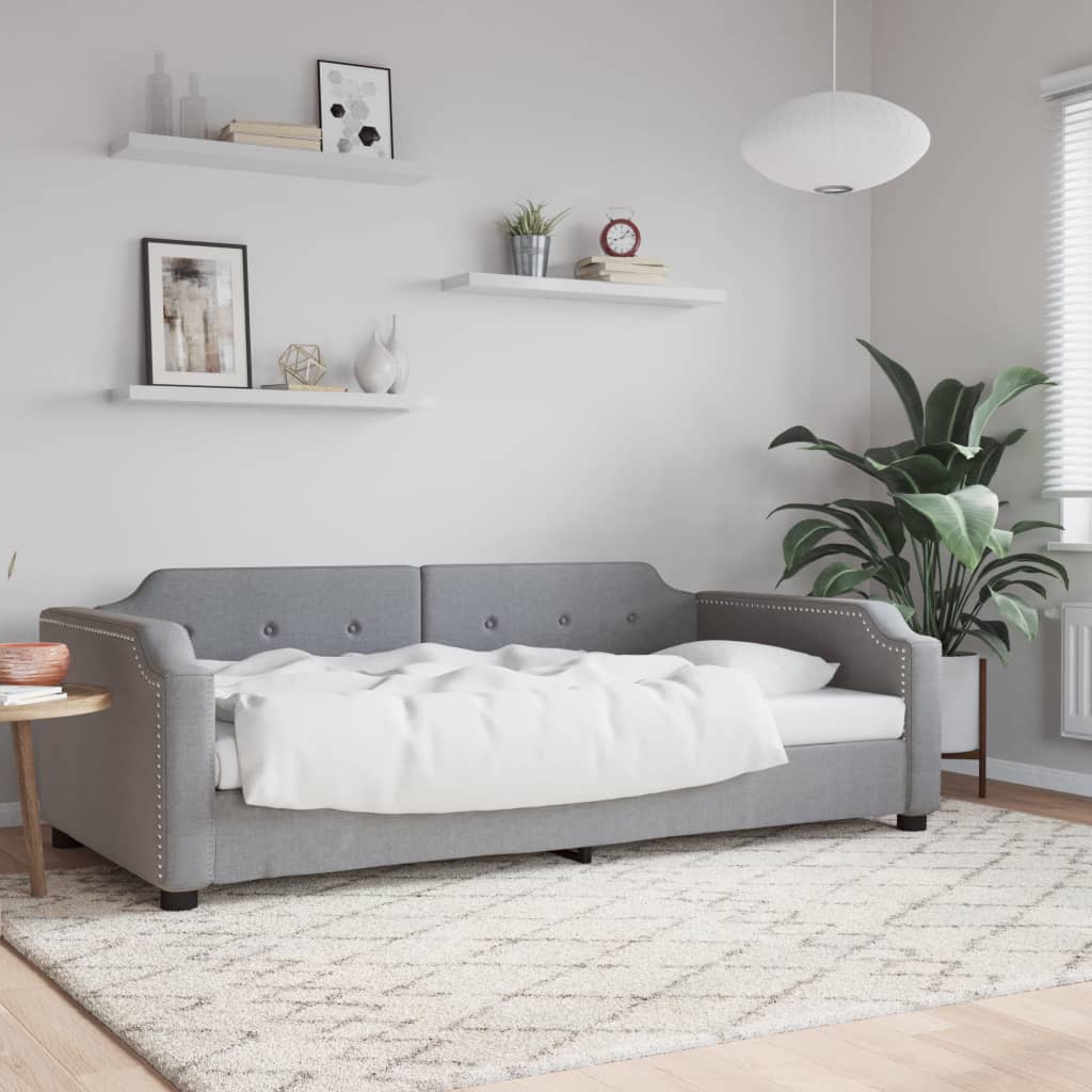 vidaXL Day Bed Light Grey 90x190 cm Fabric