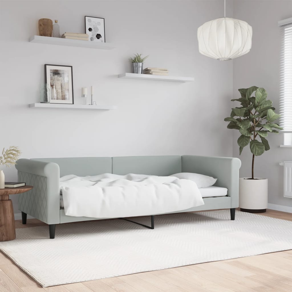 vidaXL Day Bed Light Grey 90x190 cm Velvet