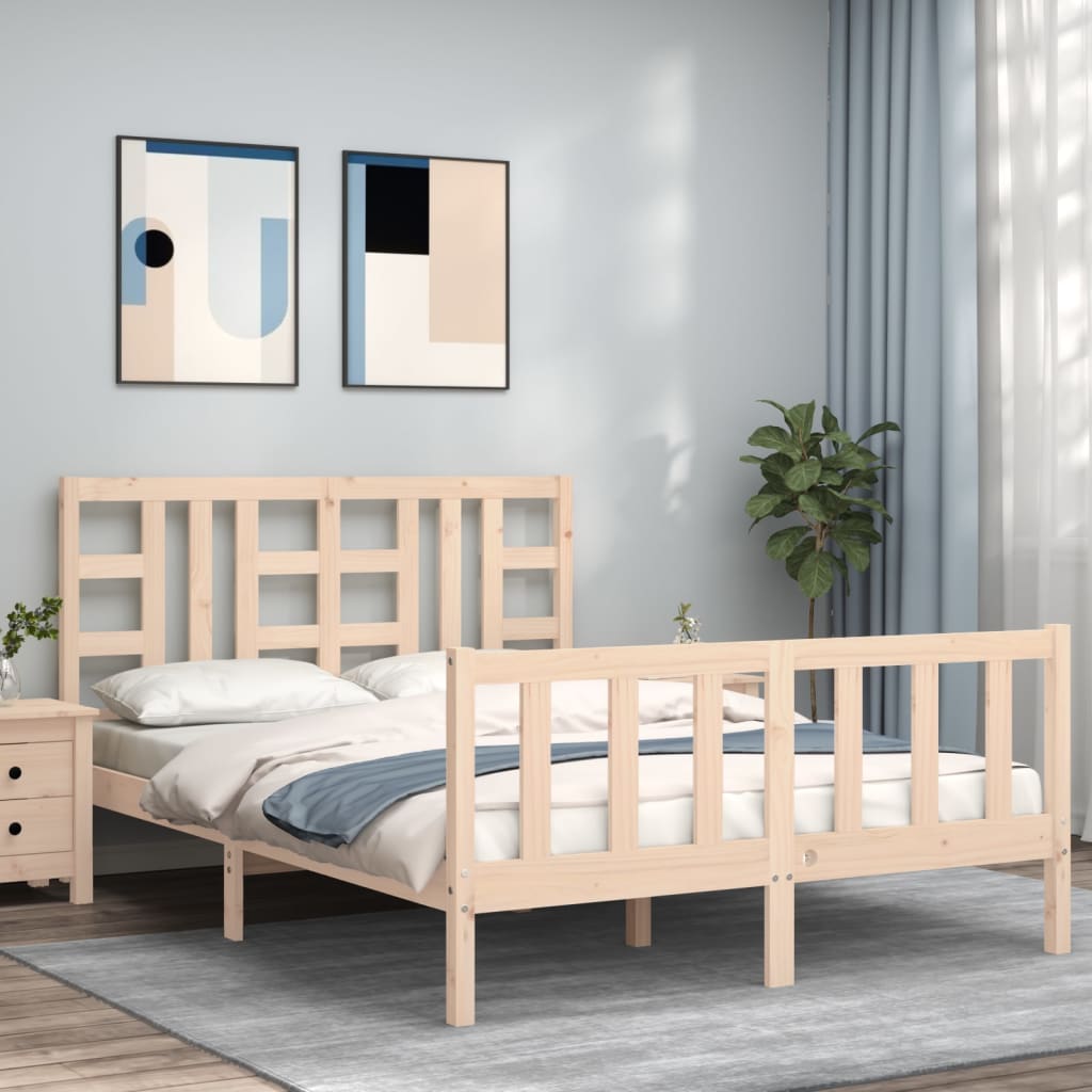 vidaXL Bed Frame with Headboard 140x200 cm Solid Wood