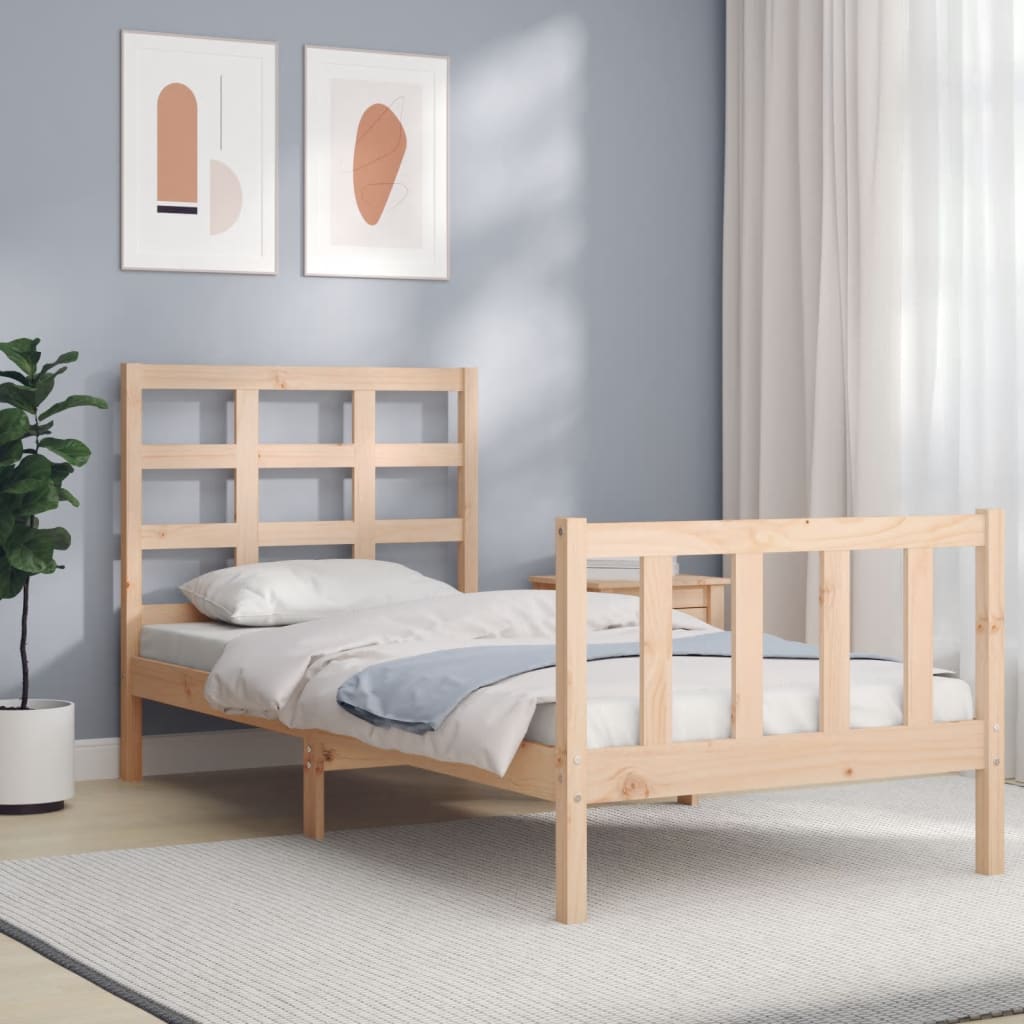 vidaXL Bed Frame with Headboard 90x200 cm Solid Wood