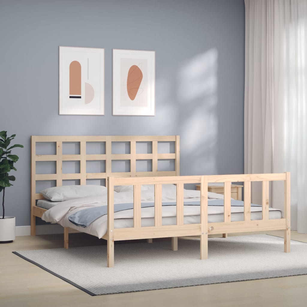vidaXL Bed Frame with Headboard 160x200 cm Solid Wood