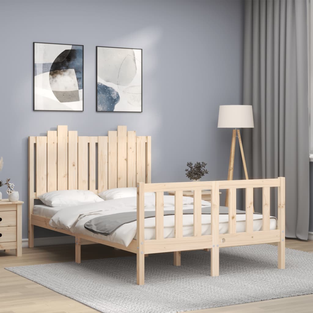 vidaXL Bed Frame with Headboard Small Double Solid Wood