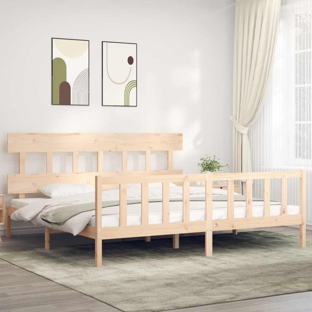 vidaXL Bed Frame with Headboard 200x200 cm Solid Wood