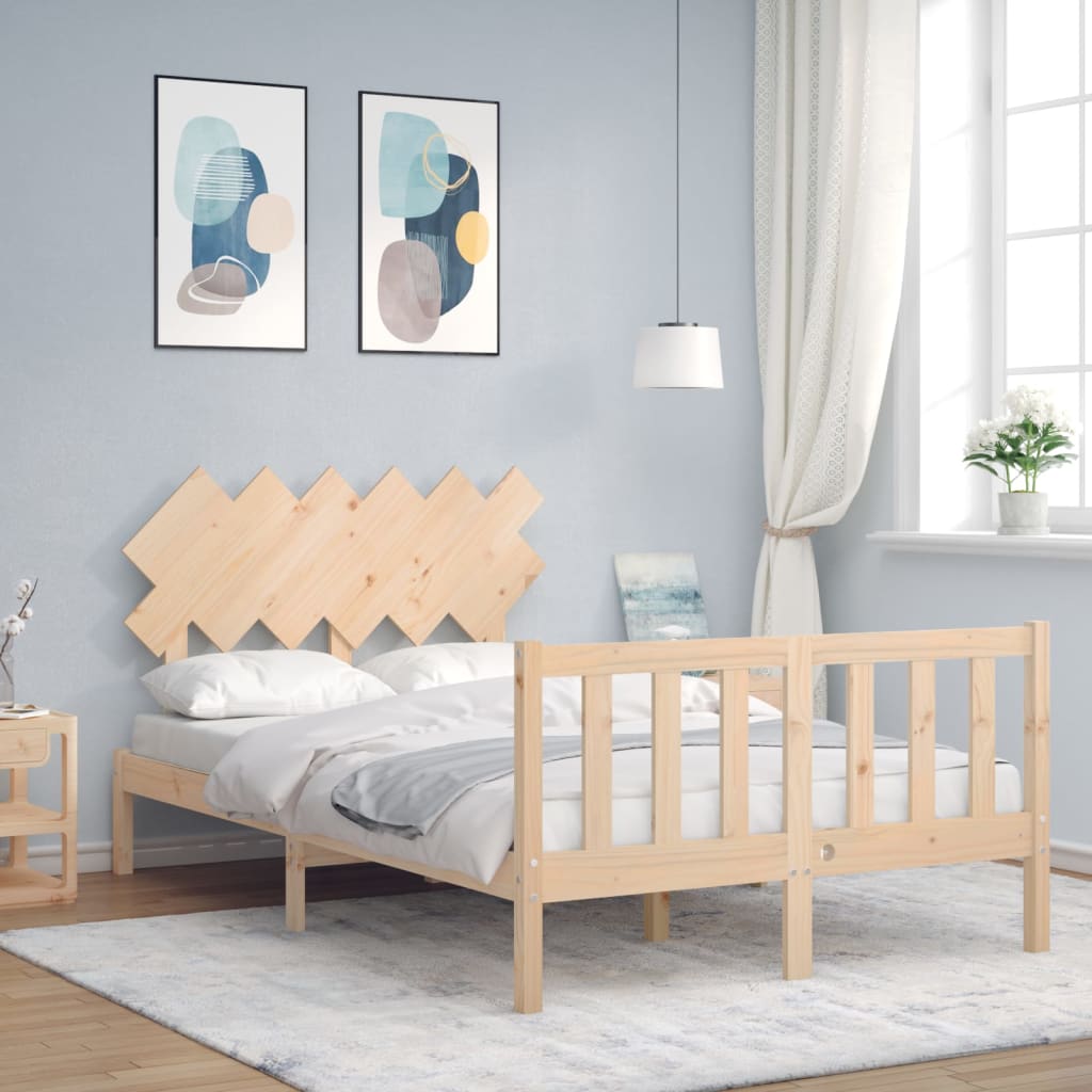 vidaXL Bed Frame with Headboard 120x200 cm Solid Wood