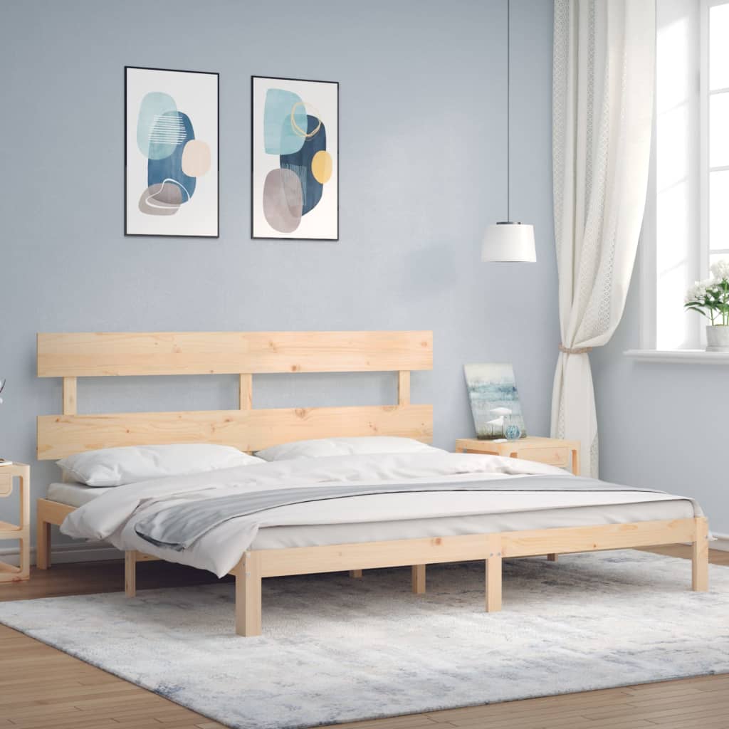 vidaXL Bed Frame with Headboard 200x200 cm Solid Wood