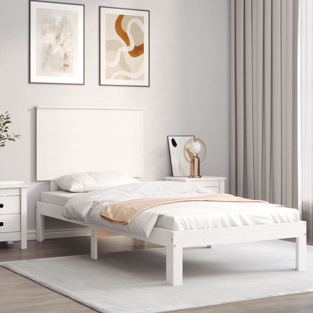 vidaXL Bed Frame with Headboard White 90x200 cm Solid Wood